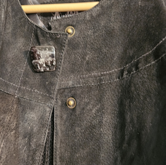 Women's Suede / Cotton blend Jacket. - Picture 2 of 4